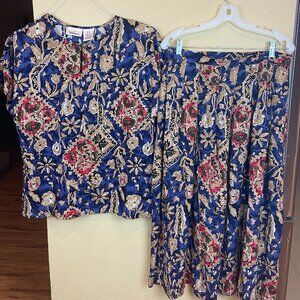 NWOT Vintage  2 Piece Worthington Skirt & Blouse Sets 100% Rayon